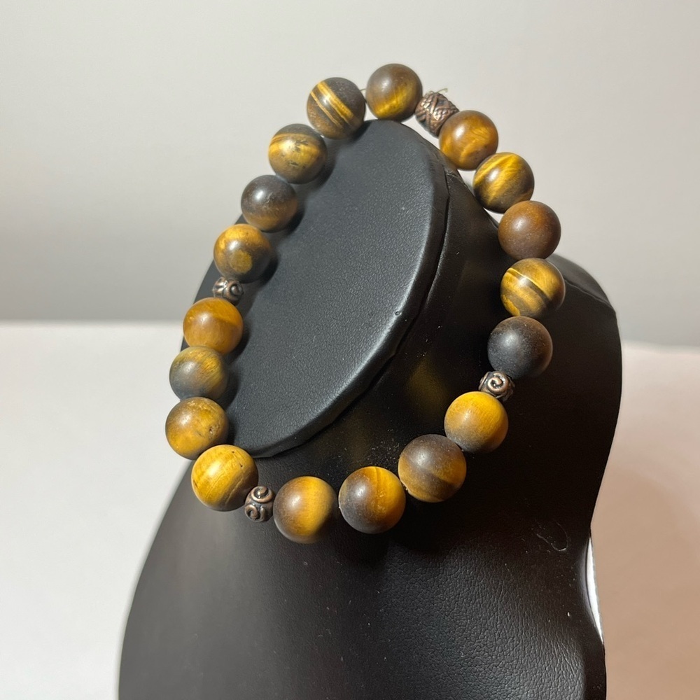 Beaded stretch bracelet. Brown gold. Stack em up for a fun boho look